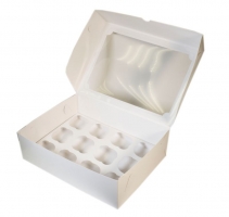 Упаковка для капкейков белая 330х250х100 мм. с окном, 12 ячеек в упаковке 100шт.